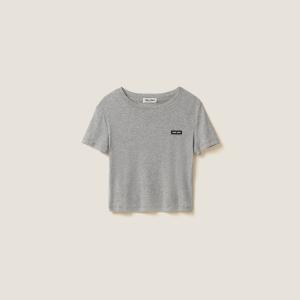 Футболка из рубчатого трикотажа MIU MIU, серый