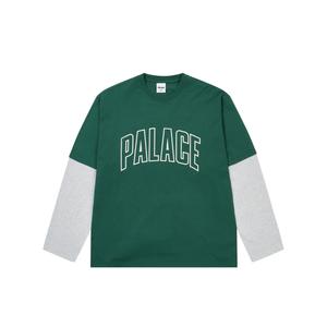 FW25 DROP3 удивительно длинный рукав футболка Unisex PALACE, зеленый/серый