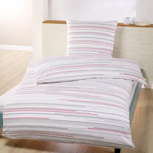 Постельное белье Dyckhoff «полоски» из мягкой махры, красный/серый