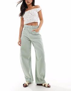 Джинсы-бочонки с высокой талией ASOS DESIGN цвета светло-хаки