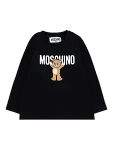 Футболка с принтом Teddy Bear и длинными рукавами Moschino Kids, черный