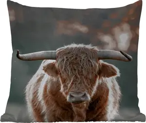 Подушка для улицы - Корова - Шотландский высокогорный скот - Хорн - 60 x 60 см - Водонепроницаемая - Подушка для отдыха - Декоративная - Подушка для сна MuchoWow