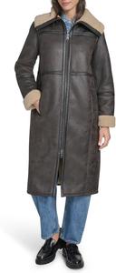 Женское длинное пальто Levi's из искусственной овчины, черный/коричневый