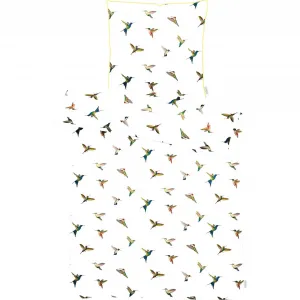 Постельное белье APELT «Колибри», стильные разноцветные птицы, белый