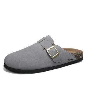 BAKE Тихие устойчивые к истиранию нескользящие закрытые тапочки мужские серые, цвет Gray
