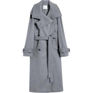 Пальто Arold с поясом в полоску SportMax, medium серый