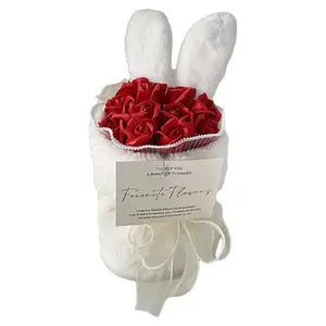 Плюшевая кукла с заячьими ушками высота 35см ZOCO, красный