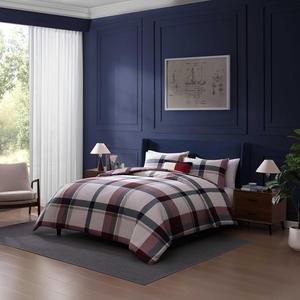 Tommy Hilfiger Комплект постельного белья,, размер Twin, 2 предмета, двусторонний, дышащий хлопок, клетчатый узор, синий