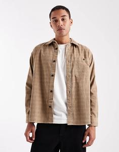 Вельветовая рубашка ONLY & SONS в бежевую клетку