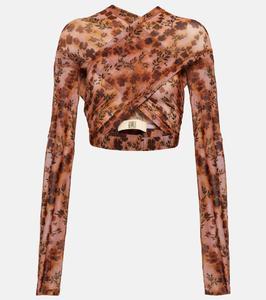 Укороченный топ из джерси с цветочным принтом Anti Cross Over KNWLS, Chain Florals