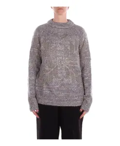 Свитер из смесовой шерсти с люрексом Blugirl, серый