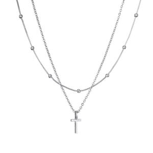 Посеребренное многослойное ожерелье с инициалами Adornia, Silver-T