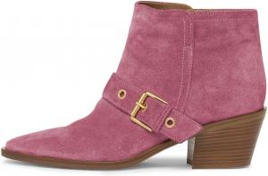 Женские ботильоны FOWT с заостренным носком, массивным каблуком средней высоты, ремешком с пряжкой, удобно надеваются, стильные, для повседневной ходьбы, короткие ботинки, размер 4-16 US, Violet Red
