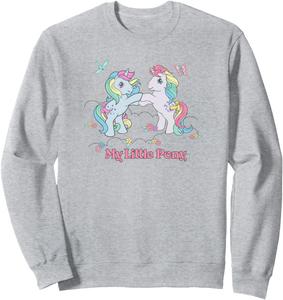 Классическая толстовка My Little Pony в стиле ретро с радужными единорогами и цветочным принтом, серая