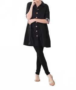 Пиджак А-силуэта с пуговицами и карманами черного цвета Kikisol, черный