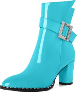 Женские ботильоны Eldof с округлым носком, массивным каблуком, бусинами, осенние короткие ботинки с пряжкой, боковой молнией, каблук 7,5 см