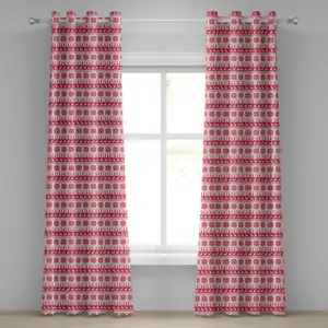 Штора на люверсах ABAKUHAUS Nordic, рождественский узор, вдохновленный скандинавской культурой, декоративная ретро-гардина из двух панелей, 280 см x 245 см, розово-белая Abakuhaus