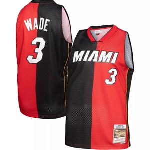 Мужская майка Mitchell & Ness Dwyane Wade черно-красная Miami Heat Big & Tall Hardwood Classics 2005-06 Split Swingman