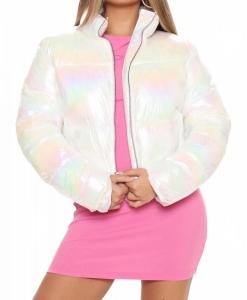 Переливающаяся стеганая куртка с длинными рукавами в хроме Hyfve, Chrome