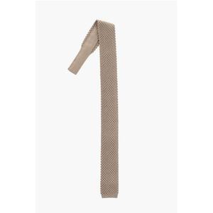 CC COLLECTION Вязаный крючком шелковый галстук Corneliani, бежевый