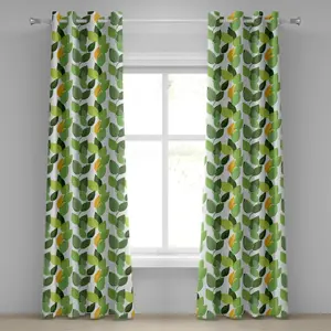 Шторы на люверсах из листьев ABAKUHAUS, абстрактная иллюстрация природы, зеленая листва, декоративные двухпанельные шторы, 280 см x 175 см, папоротник, зеленый, бархатцы Abakuhaus