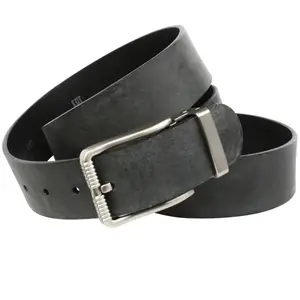 Ремень кожаный Anthoni Crown, джинсовый ремень из цельной кожи растительного дубления, винтаж, черный