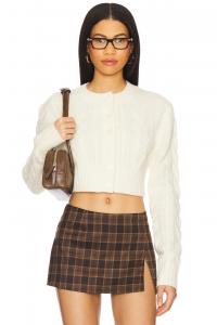 Кардиган из вязаного кабельного узора Camille от For Love & Lemons, cream