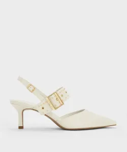 Туфли-лодочки Sepphe с заклепками и ремешком Charles & Keith, цвет Chalk