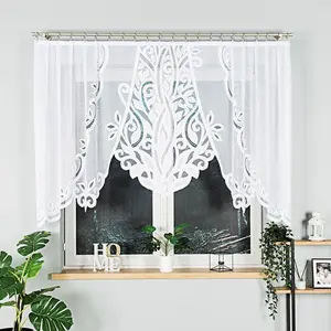 POLA - Готовая жаккардовая штора с подгибом по низу - 275x130 см - белая MARKIZETA HOME