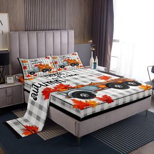 Erosebridal Комплект постельного белья Happy Fall Y'all Autumn Harvest с тематикой осеннего урожая и тыквами, Orange Siver Grey