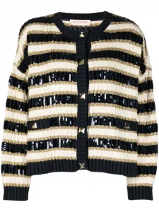 Кардиган Rockstud с пайетками Valentino Garavani, нейтральный