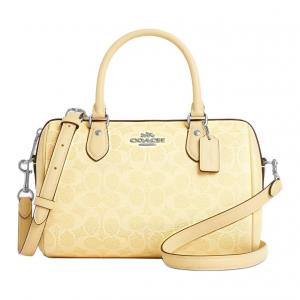 COACH Женская желтая сумка среднего размера из лакированного полотна