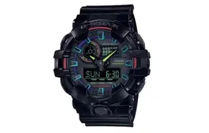 CASIO Часы Men Liquid Crystal/Analog Dual Display Series 58mm Black Watch GA-700RGB-1A