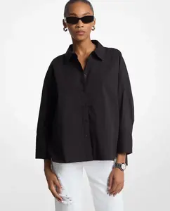 Женская хлопковая поплиновая рубашка с квадратным силуэтом Michael Michael Kors, черный