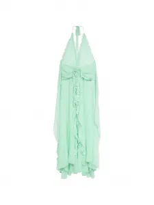 Платье из креп-шифона с оборками BLUMARINE, зеленый