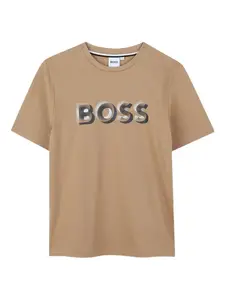 Футболка с логотипом металлик BOSS Kidswear, нейтральный