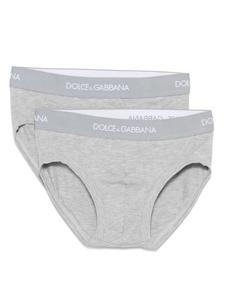 Комплект из двух трусов-брифов с логотипом Dolce & Gabbana Kids, серый