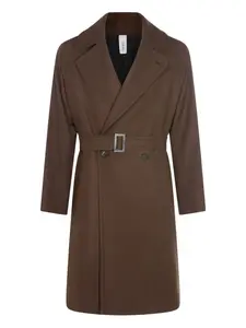 Пальто с поясом и двубортной застежкой Hevo, коричневый