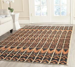 Ковер SAFAVIEH, 214 x 214 см, Kenya Collection, Orange & Black, ручной вязки, марокканский богемный племенной стиль, шерсть, идеален для помещений с высокой проходимостью в гостиной, спальне (KNY609A)