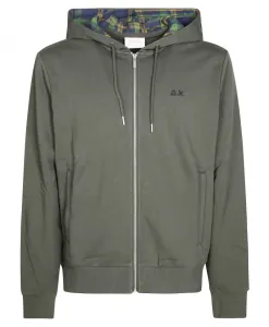 Толстовка на молнии с контрастной тканью Sun68, зеленый