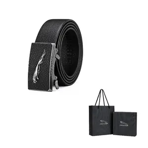 JAGUAR Мужской кожаный ремень молодежный повседневный шириной 3.5 см, Black