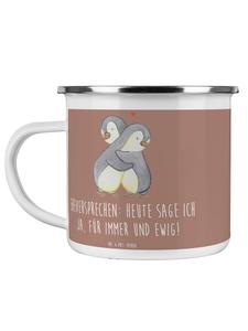 Кофейная кружка со свадебными клятвами и надписью в пастельно-коричневых тонах Mr. & Mrs. Panda