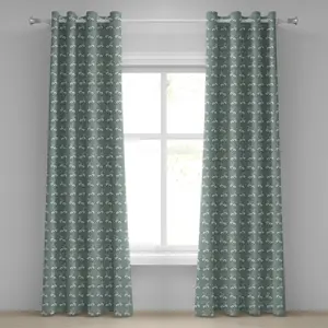Зеленая штора на люверсах ABAKUHAUS в викторианском стиле с аутентичным рисунком в виде переплетающихся ветвей, цветов и твиста, декоративная двухпанельная штора, 280 см x 175 см, цвет бледно-шалфейно-зеленый с белым Abakuhaus