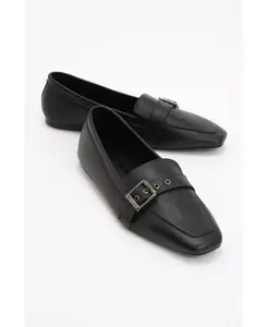 Черные кожаные лоферы на плоской подошве (женские) Forever & Always Shoes, черный