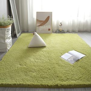 Budis Ковер 140х200 см для спальни/гостиной, однотонный, с длинным ворсом, из овечьей шерсти, травянисто-зеленый