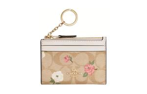 Стройный чехол для удостоверения личности из холста, мини-кошелек для женщин, золотистый и светло-хаки, мел разноцветный COACH