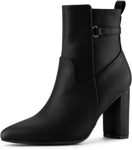 Женские ботильоны Allegra K с острым носком и массивными высокими каблуками, Black