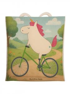 Mr. & Mrs. Panda Сумка-шоппер с изображением единорога и велосипедиста, без слогана, белого цвета