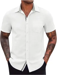 Мужская рубашка с коротким рукавом Casual для лета и работы с карманом