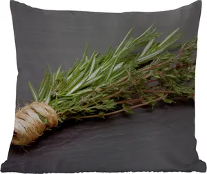 Подушка для улицы - Тимьян - Травы - Зеленый - Настольная - Кухня - Камень - 45x45 см - Устойчива к атмосферным воздействиям - Подушка для отдыха - Фотоподушка - Декоративная подушка MuchoWow
